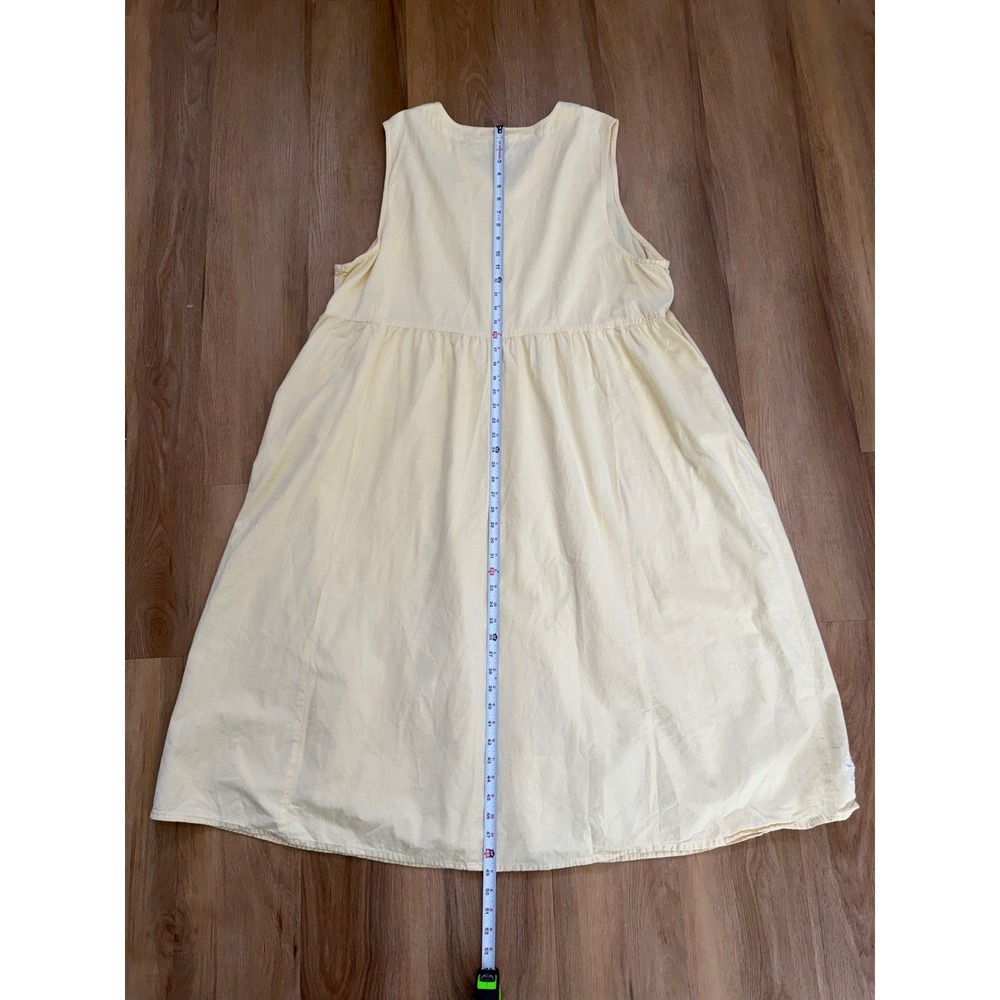Vintage Butter Yellow Cotton Embroidered Midi Dress plus 18/20 cottage preppy - Picture 7 of 7